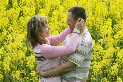 Couple in flower meadow