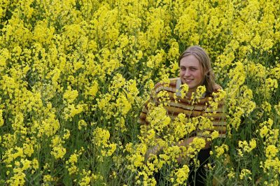 Smiling man in meadow