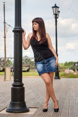 Beautiful girl on lantern.