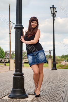 Beautiful girl on lantern.