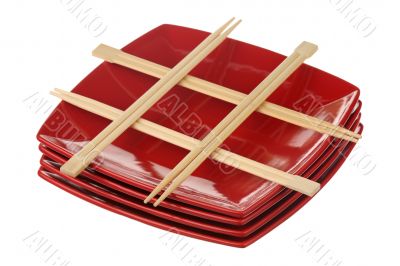 Chopsticks and plates