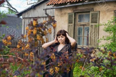 Beauty girl in garden.