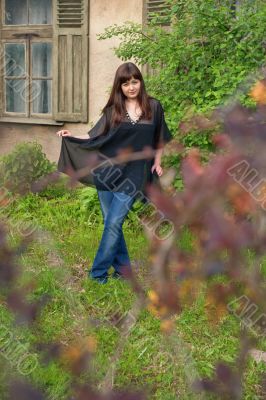 Beauty girl in garden.