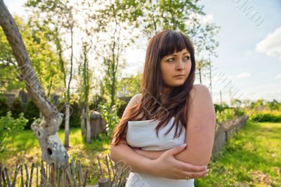 Rural scene with beauty girl.