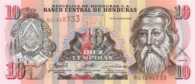 10 lempira bill of Honduras