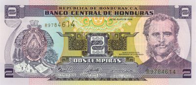 2 lempira bill of Honduras