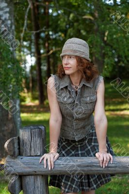 Woman with cap in nature