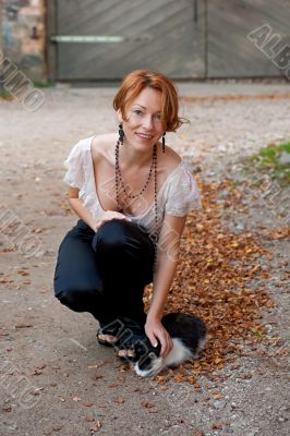 Beautiful woman with cat