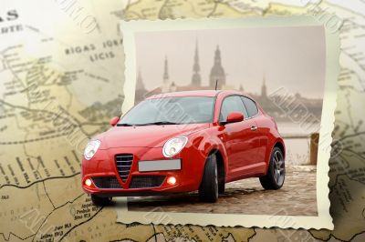 Map with car