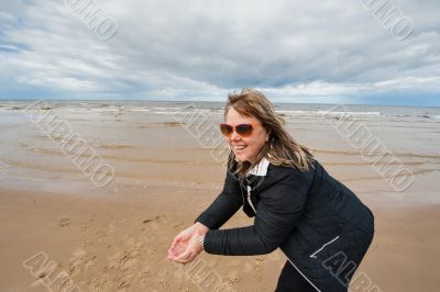 Adult woman at the sea