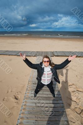 Adult woman at the sea