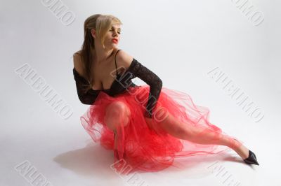 Beautiful girl in black and red