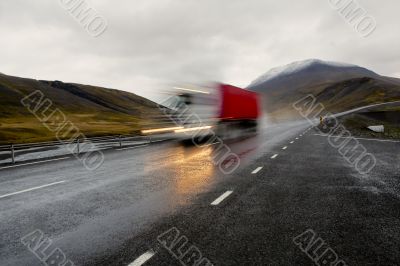 Moving red truck 
