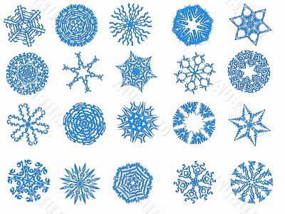 Blue snowflakes on a white background