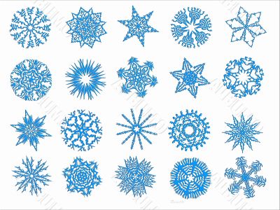 Blue snowflakes on a white background