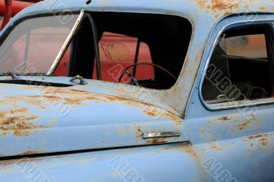 Close-up Rusty Car Without Windows