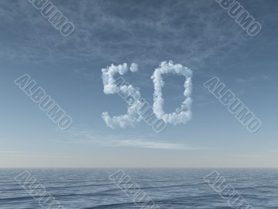 cloudy number fifty over water