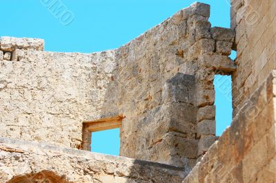 Walls of ancient acropolis at Lindos