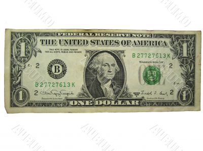 One dollar on the white background isolated