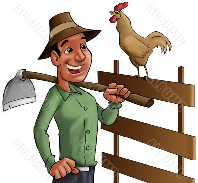 farmer and cock