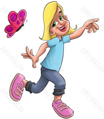 girl and butterfly