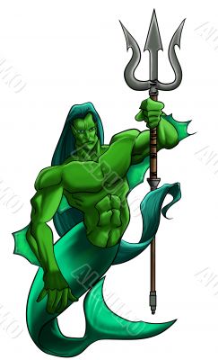 Mythical figure with trident