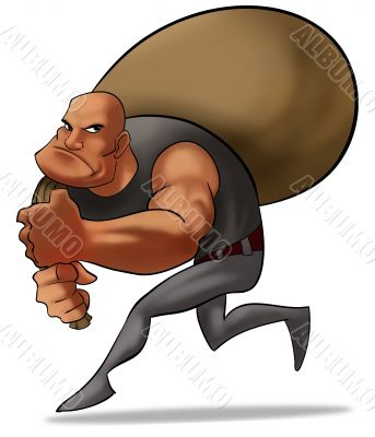 robber with a sack of money