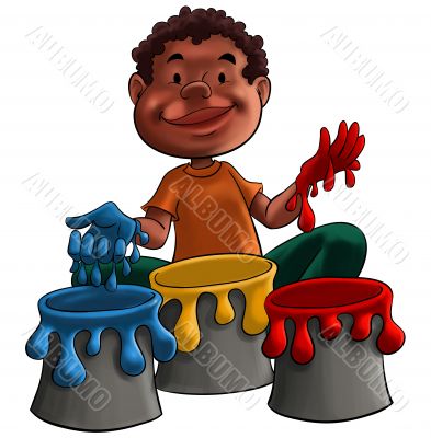 Child playing with paint