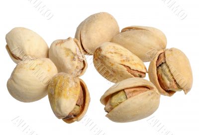 Pistachios, isolated