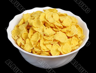 cornflakes in a white cup