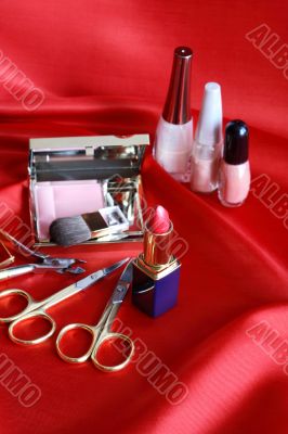 Makeup Set On Red