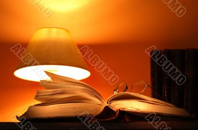 Desk Lamp And Old Books
