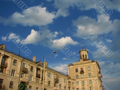 House with a tower over the sky