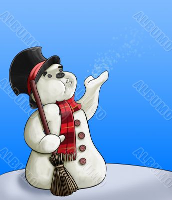 snowman with broom