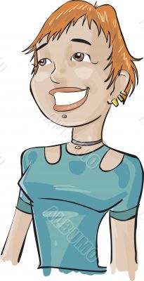 Call center girl with a green bluse
