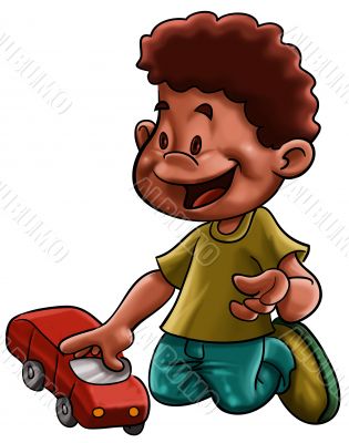 little boy with a car