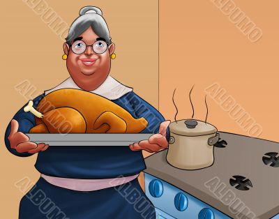 gandmother with a turkey