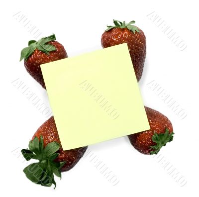 sticky note with strawberries