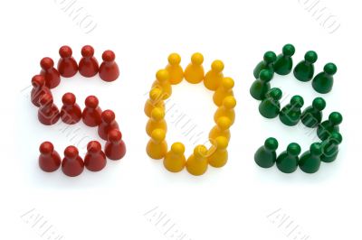 Pawns and forming the word SOS