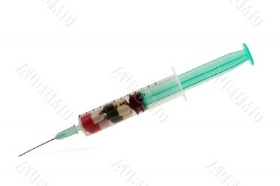 Syringe and pills