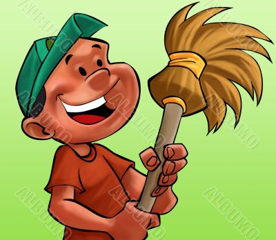 boy with a broom
