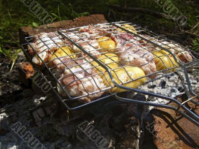 Barbeque on the bonfire