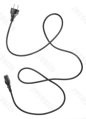 Black electric cable isolated on white