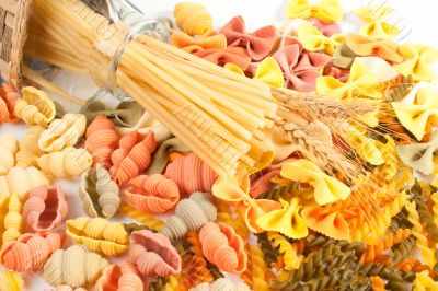 different kinds of pasta, background 