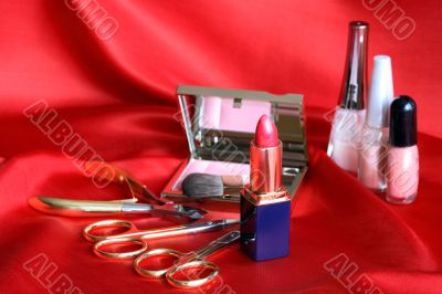 Makeup Set On Red