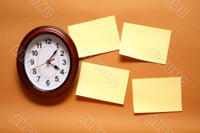 Adhesive Notes And Clock