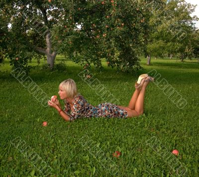woman and apple
