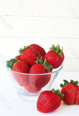 Strawberries in glass bowl