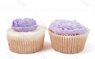 Vanilla cupcakes with rose and rope icing