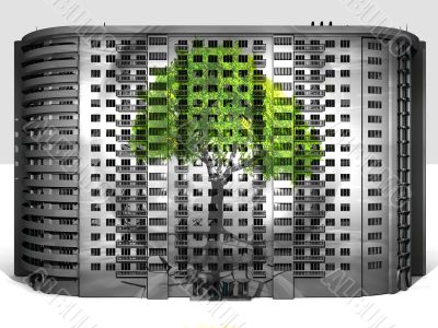 building and tree